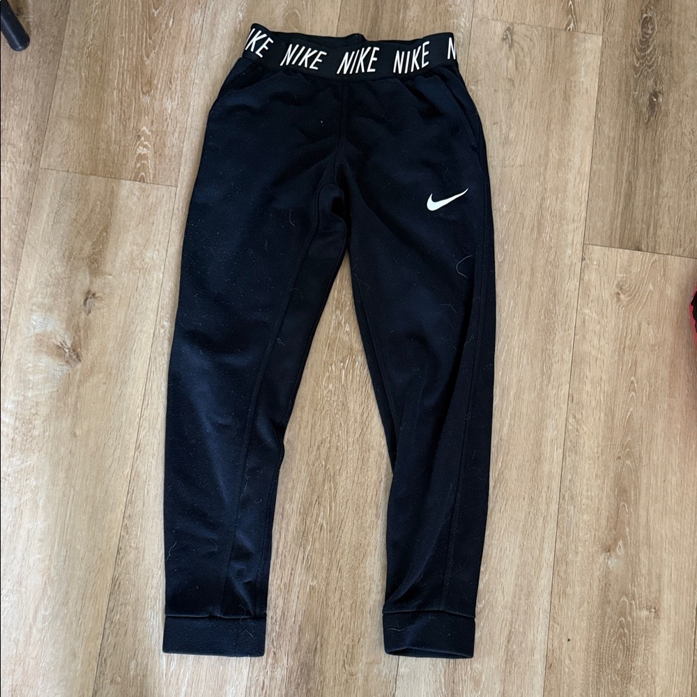 Nike Kids Black Sweatpants with White Logo